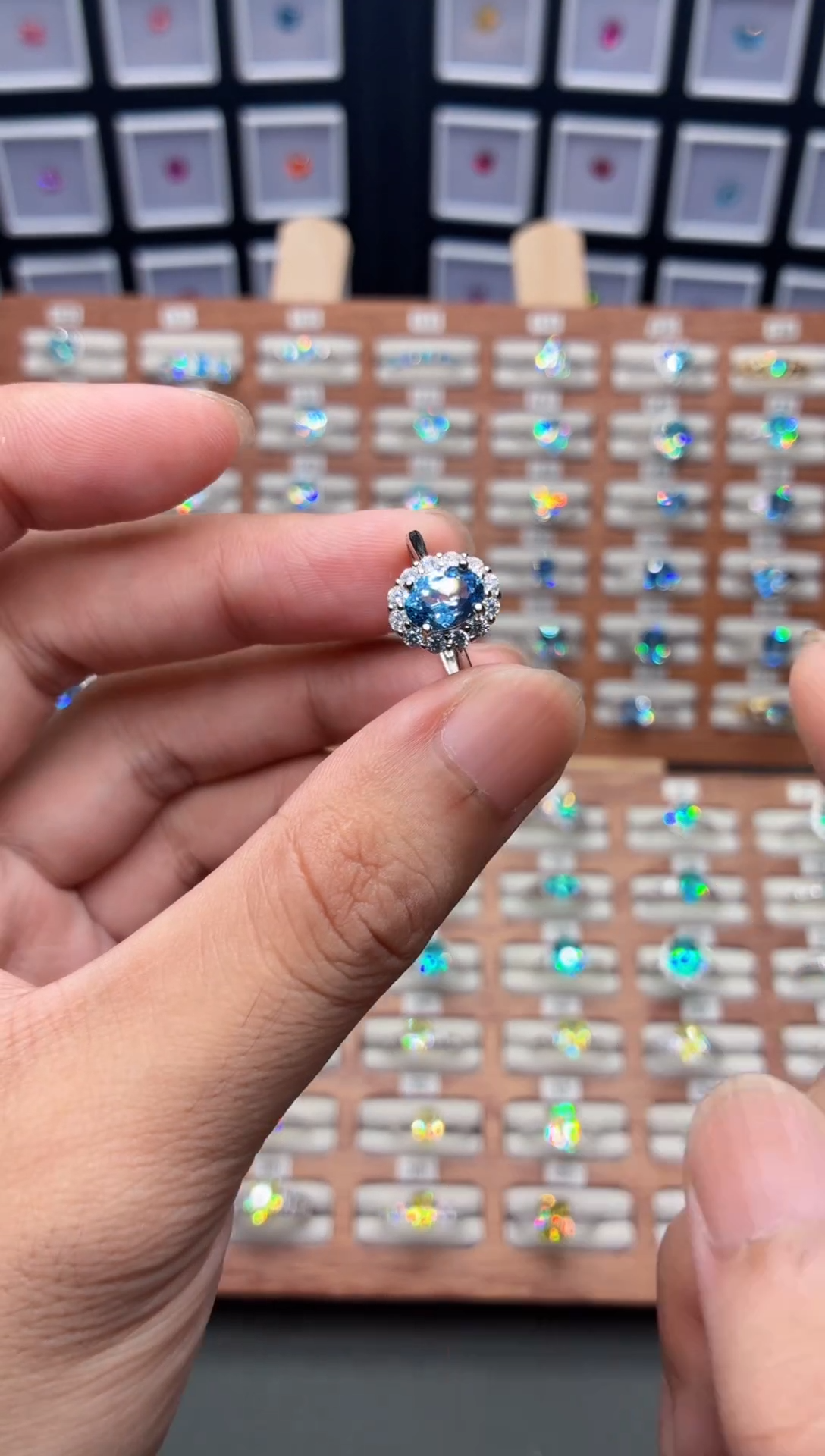 海蓝宝石戒圈银S925镶嵌1111