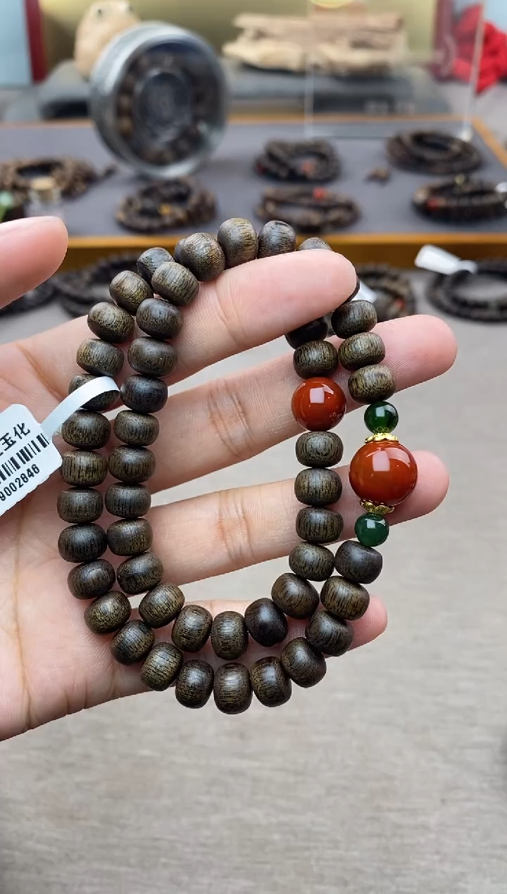 【闪购商品】沉香手串富森红土6*8玉化沉水＋配饰双圈设计