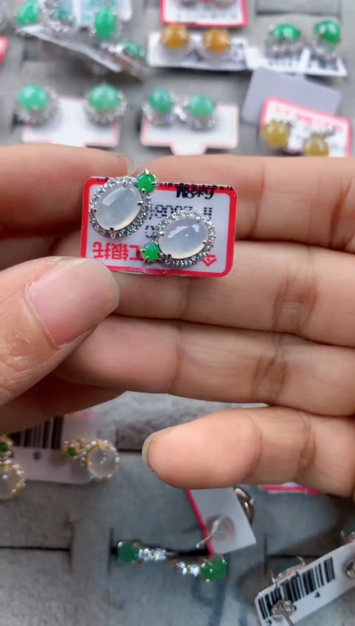 银S925镶嵌戒指翡翠5555---4