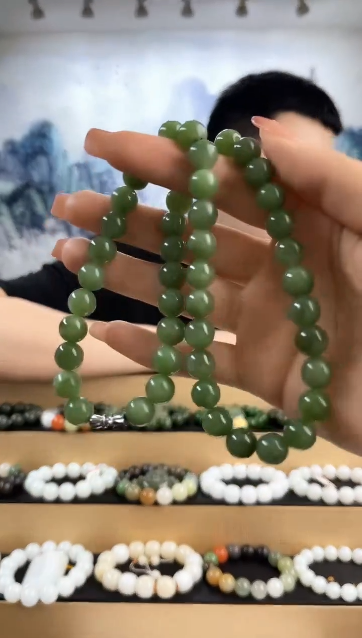 和田玉未镶嵌颈饰碧玉妈妈链10mm左右