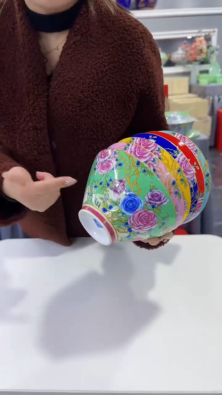 【闪购商品】瓷片斗笠碗6英寸面碗混色6个景德镇陶瓷
