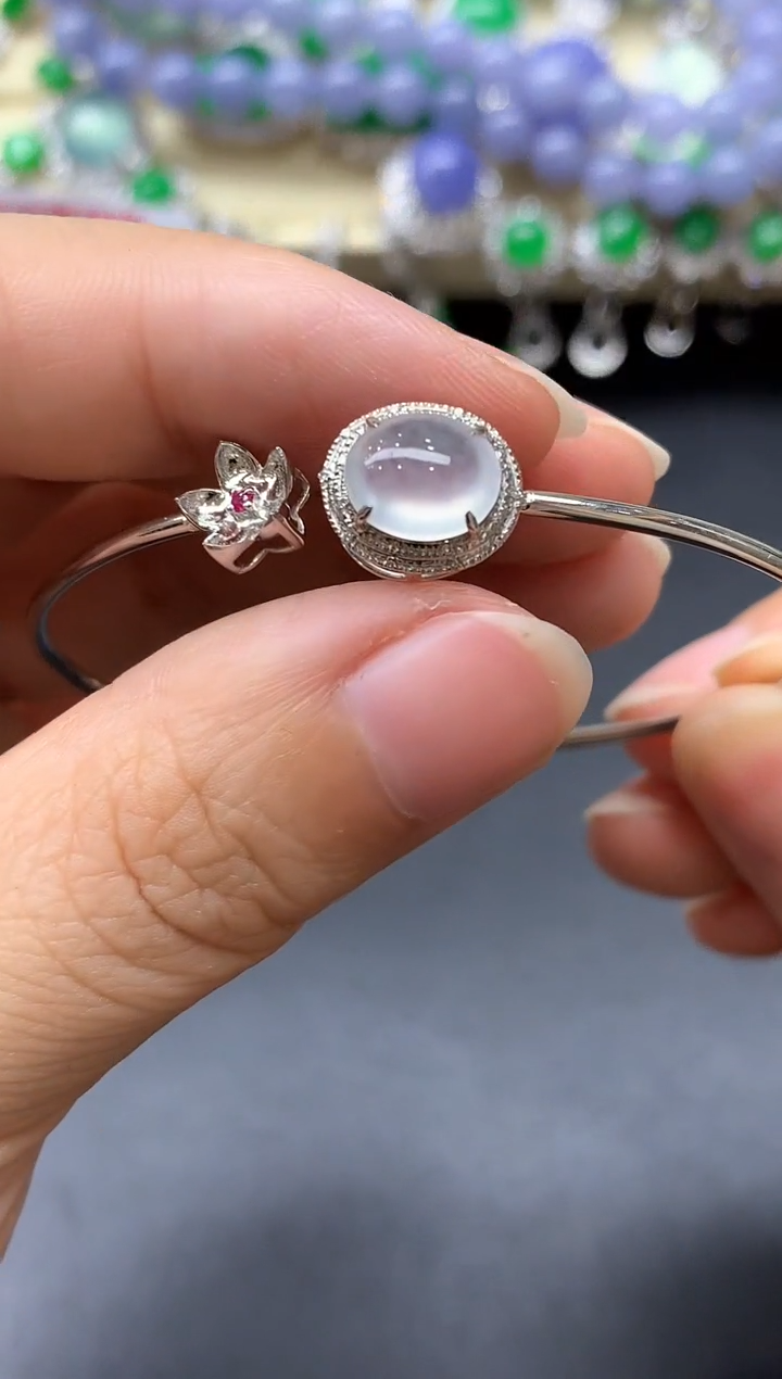 18K金镶嵌手镯翡翠411-中国好珍宝