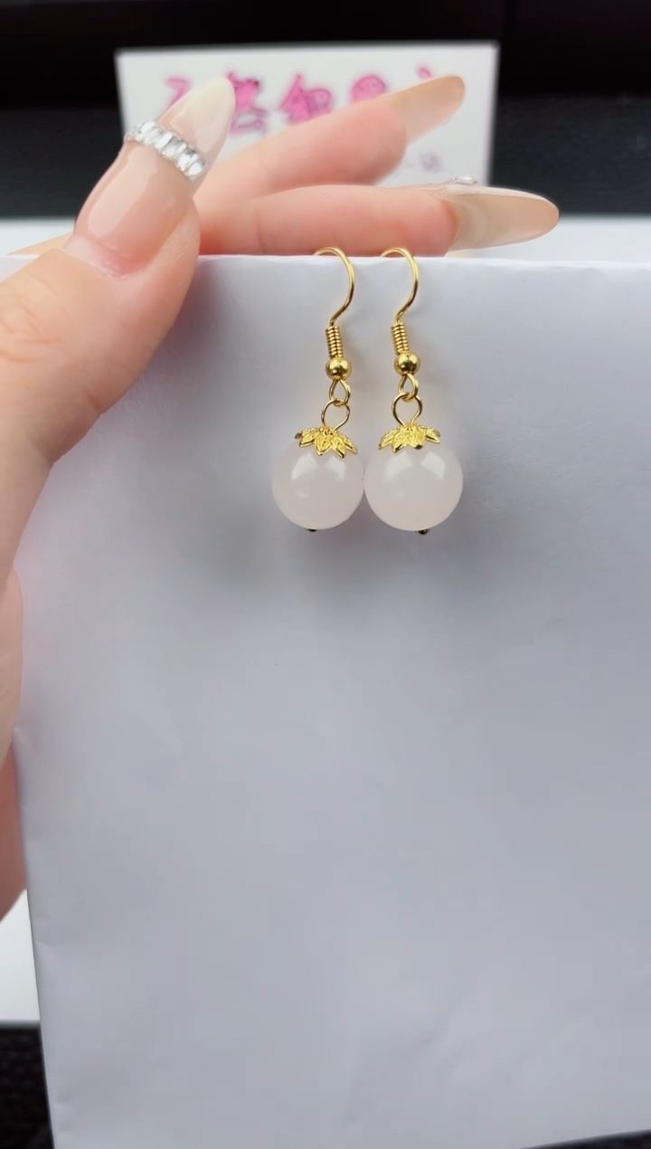 未镶嵌石英质玉耳坠嗨购微色差T粉