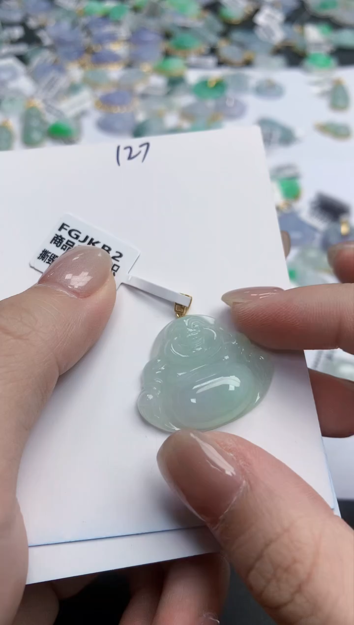 【闪购商品】翡翠颈饰18K金镶嵌天然缅甸翡翠A货