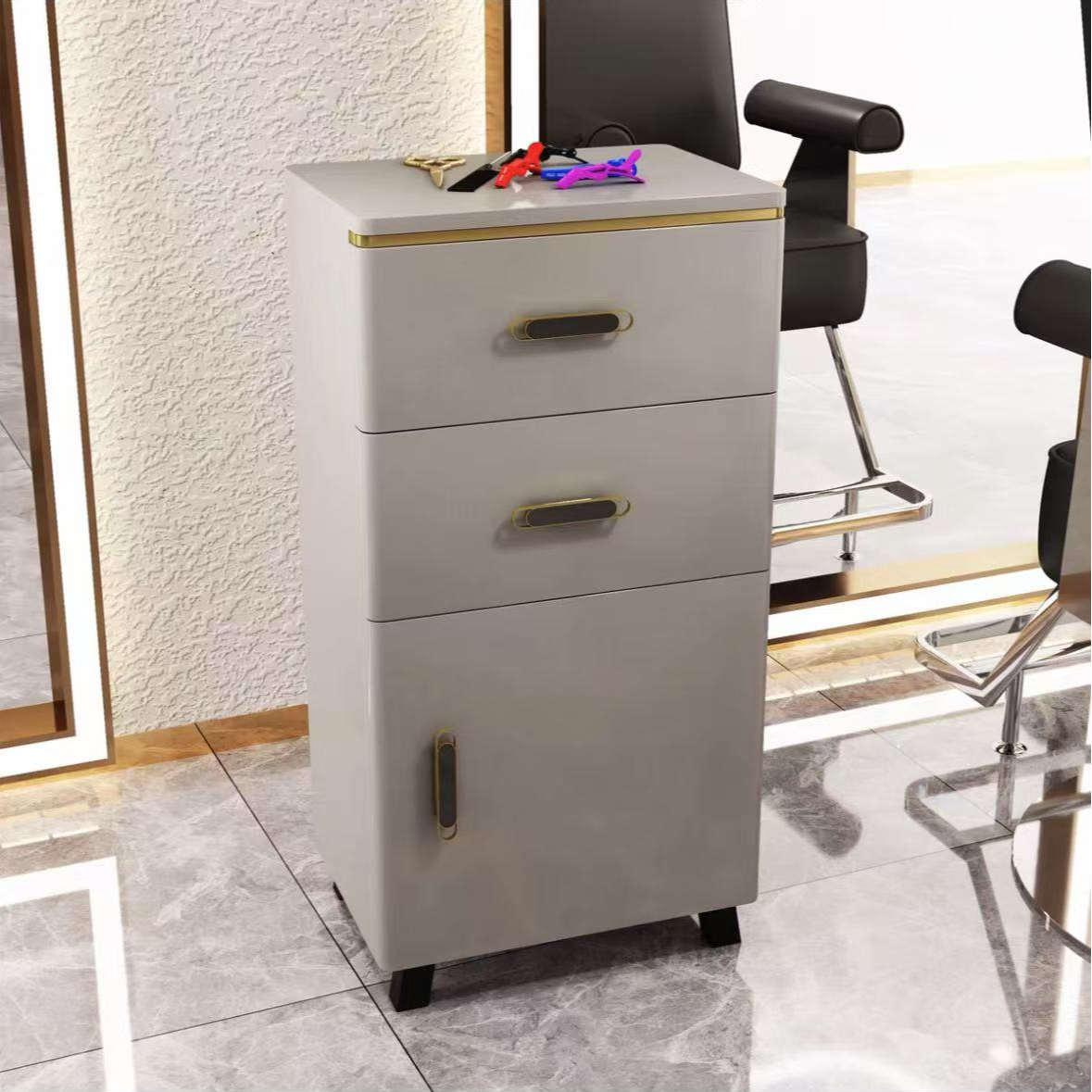 理发店工具柜发廊专用双面抽屉储物柜不锈钢烤漆收纳柜