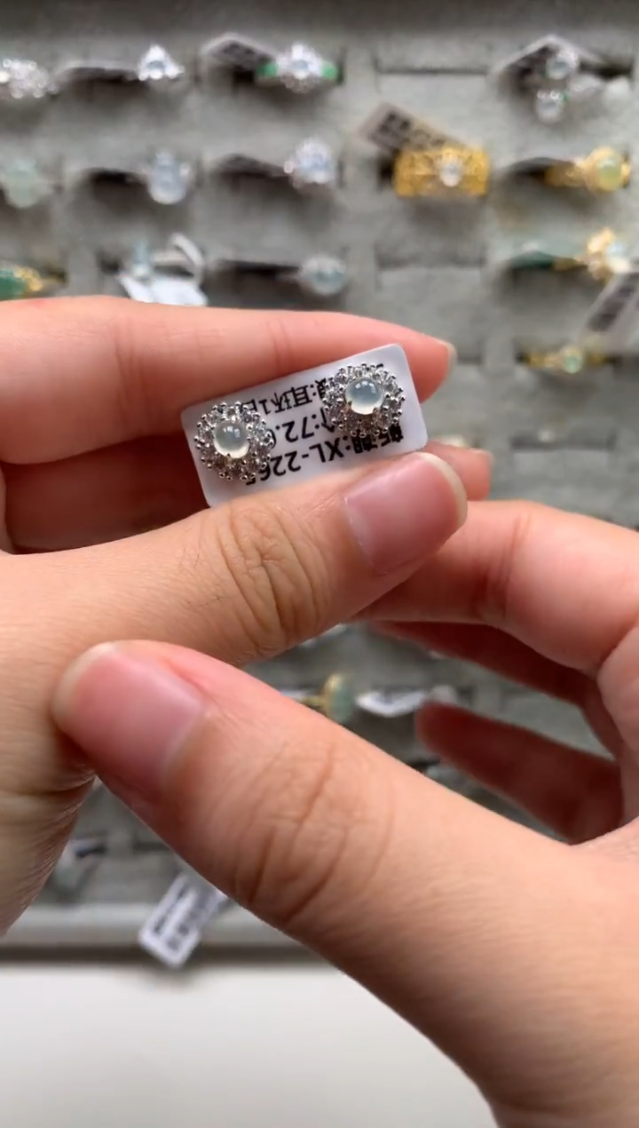 银S925镶嵌戒指翡翠耳饰15