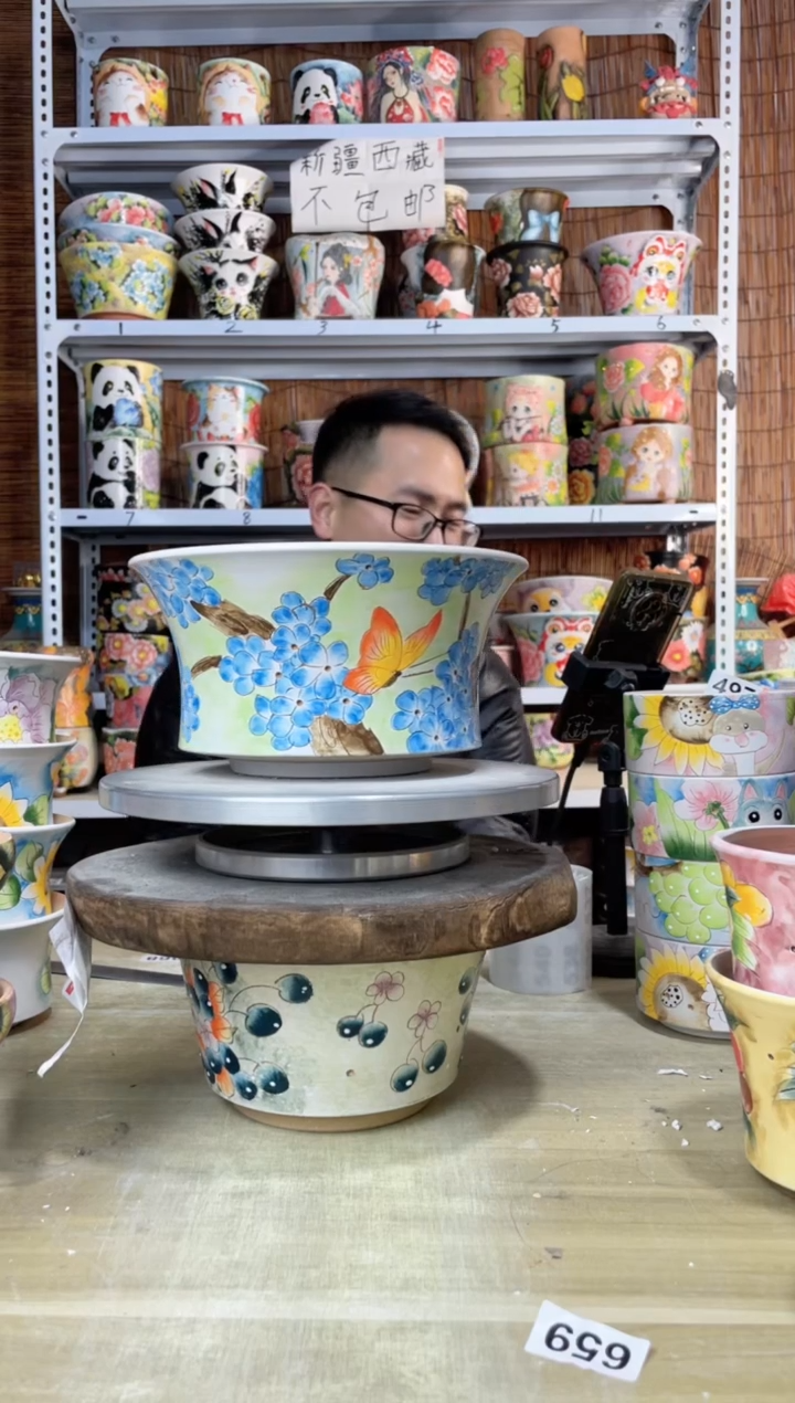 【闪购商品】摆件520陶花岛多肉陶瓷花盆罐——微瑕