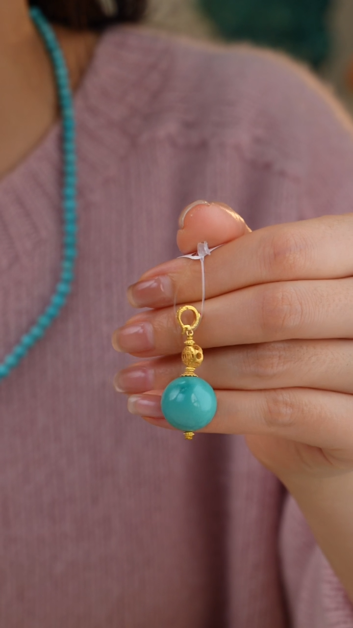 【闪购商品】绿松石吊坠(不含链)18K金镶嵌1