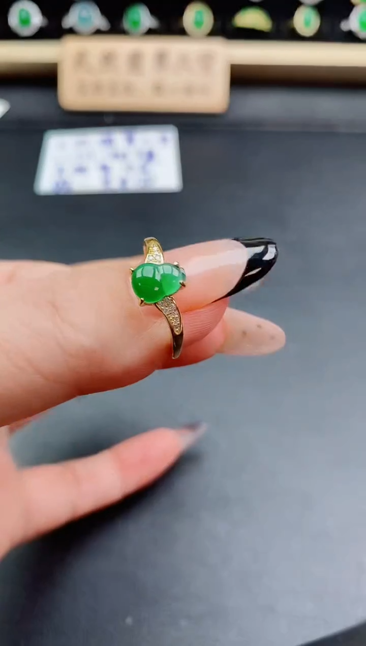 银S925镶嵌戒指翡翠1