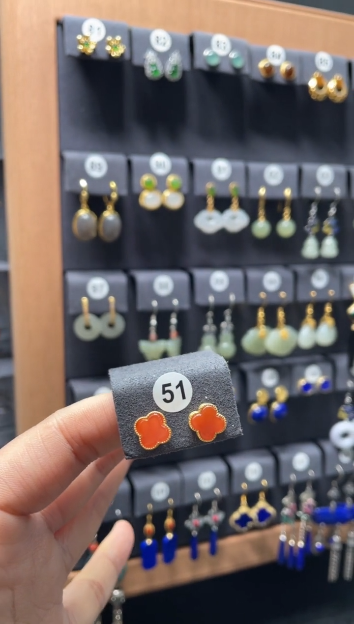 【闪购商品】南红玛瑙耳饰银S925镶嵌0051