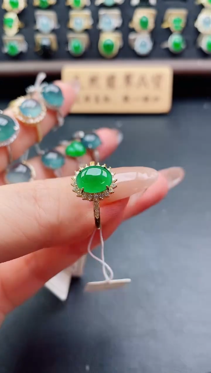 银S925镶嵌戒指翡翠1