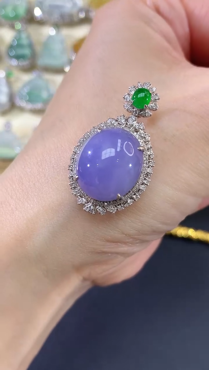 吊坠(不含链)18K金镶嵌翡翠252|