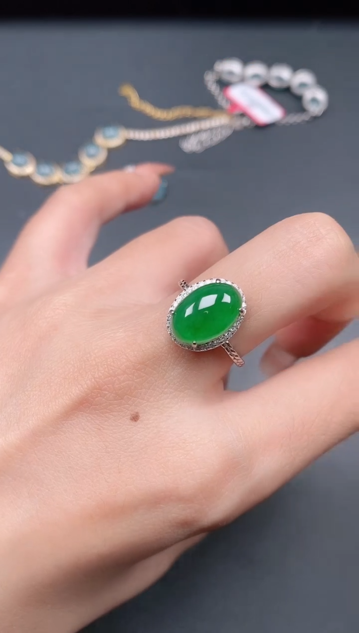 银S925镶嵌戒指翡翠1