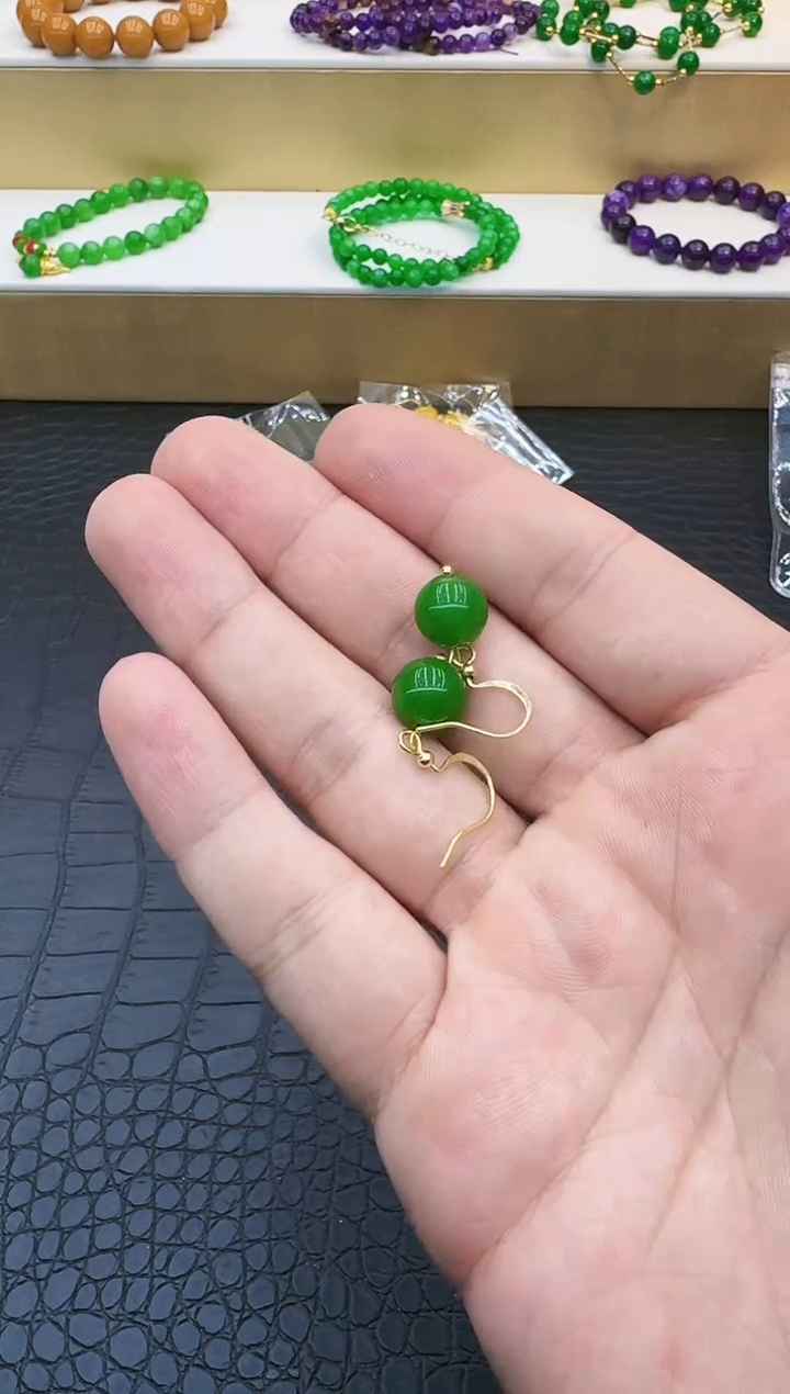 【闪购商品】和田玉耳饰14K金镶嵌013