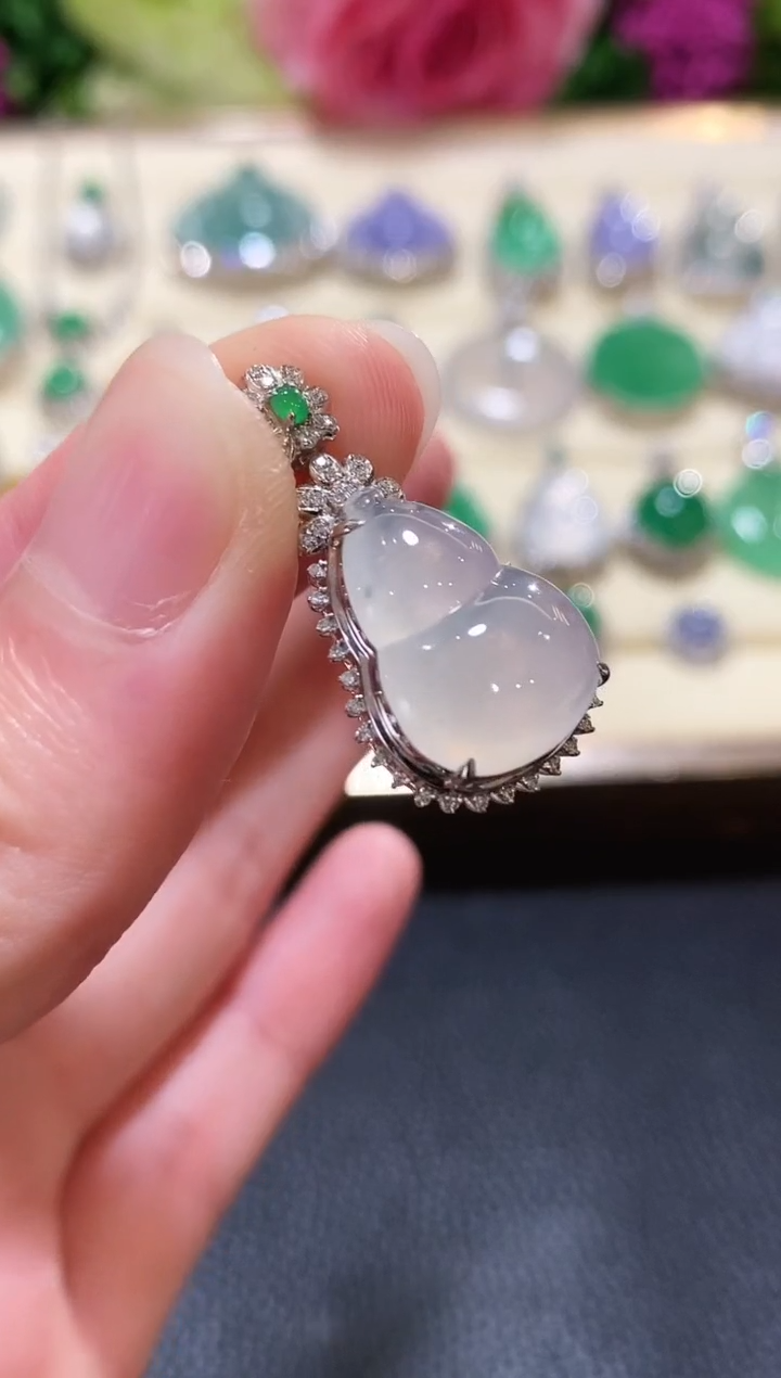 吊坠(不含链)18K金镶嵌翡翠c14