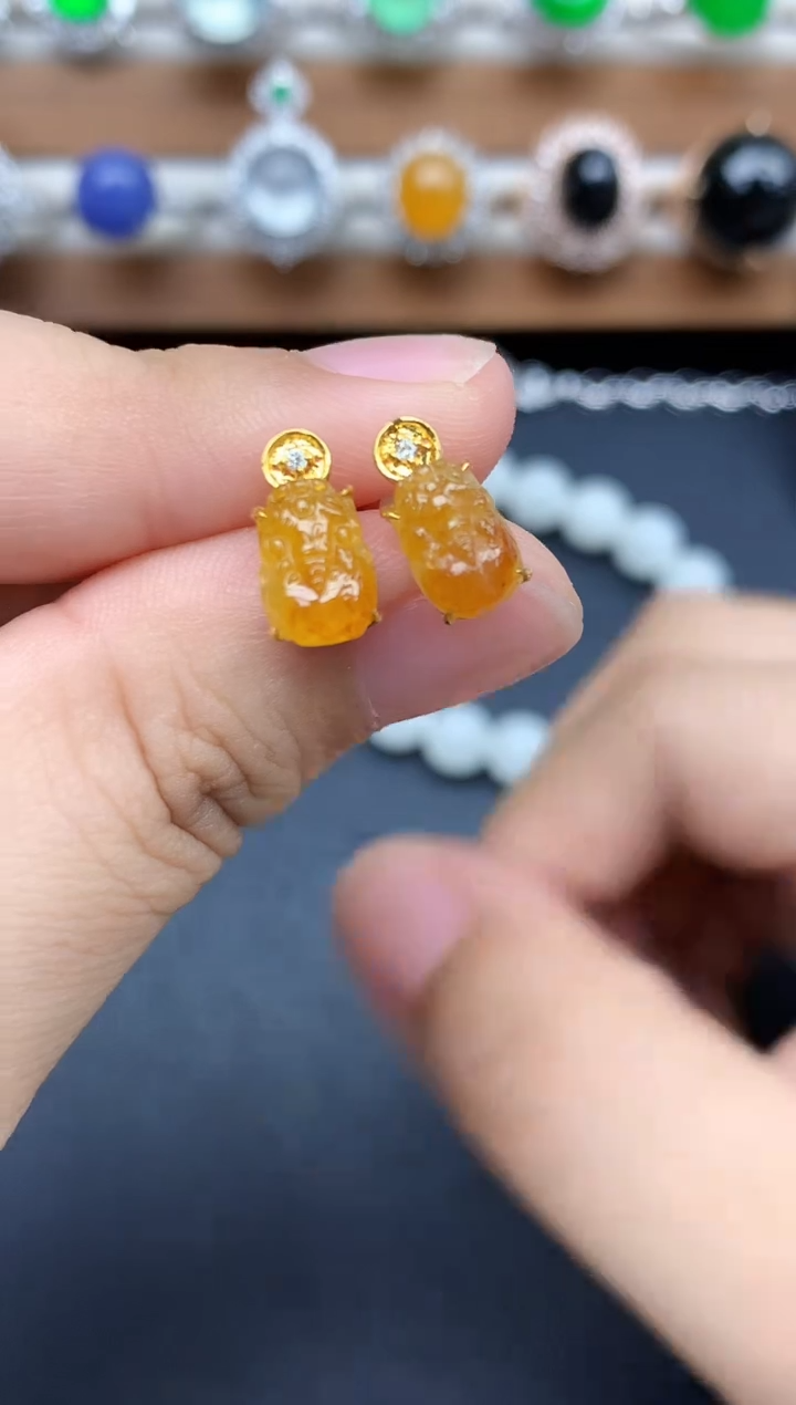 18K金镶嵌翡翠耳饰397-中国好珍宝