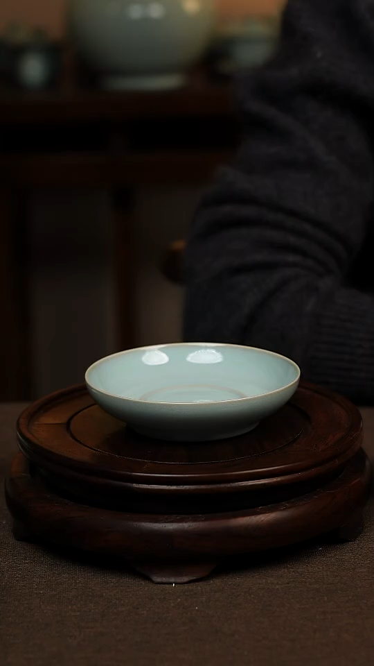 瓷片天青色全手工小盘子一级不带礼盒