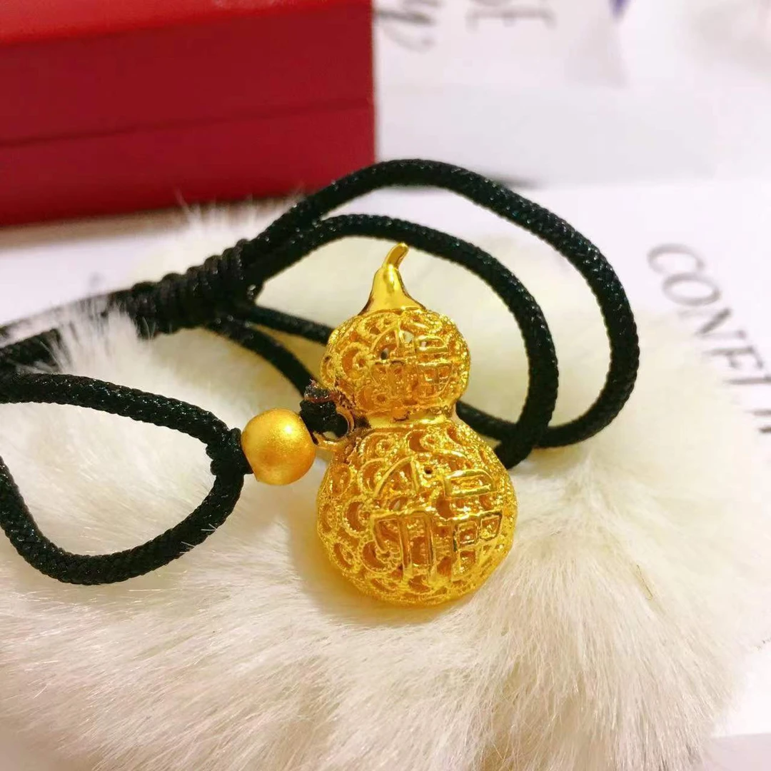 【官方正品】品质保证 古法镂空葫芦项链-黑绳