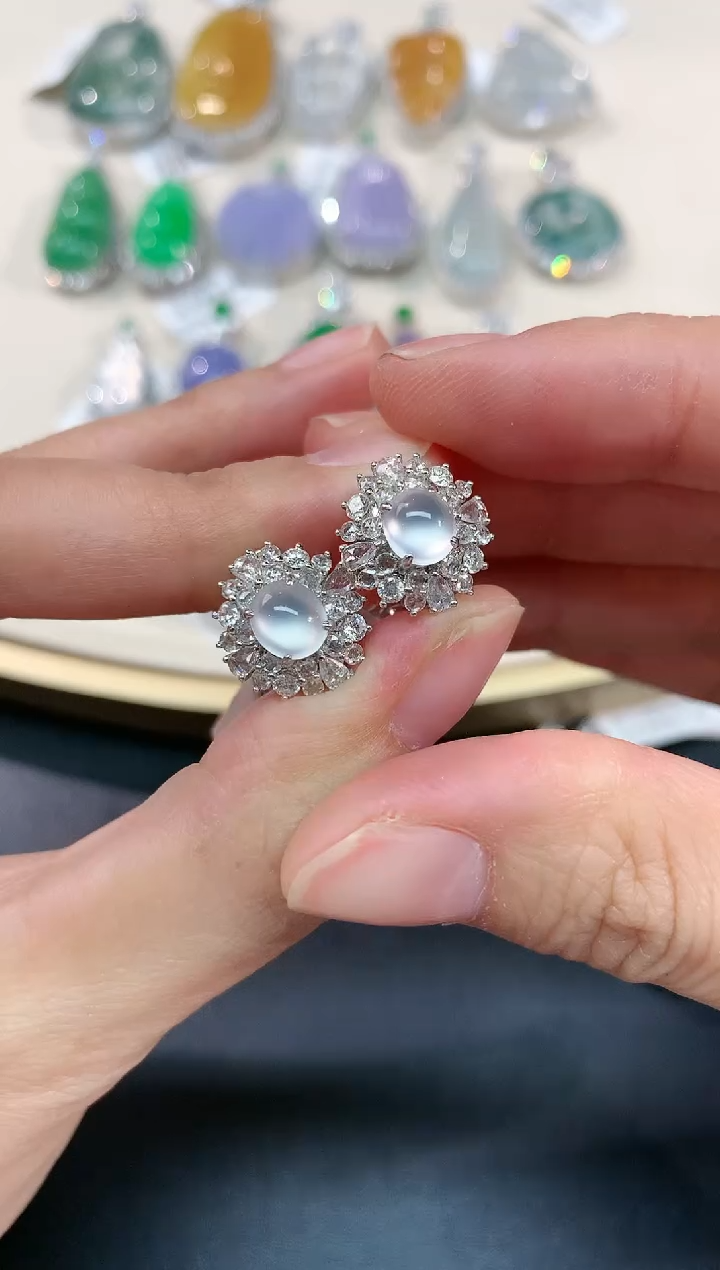 【闪购商品】翡翠耳饰18K金镶嵌A60|1980