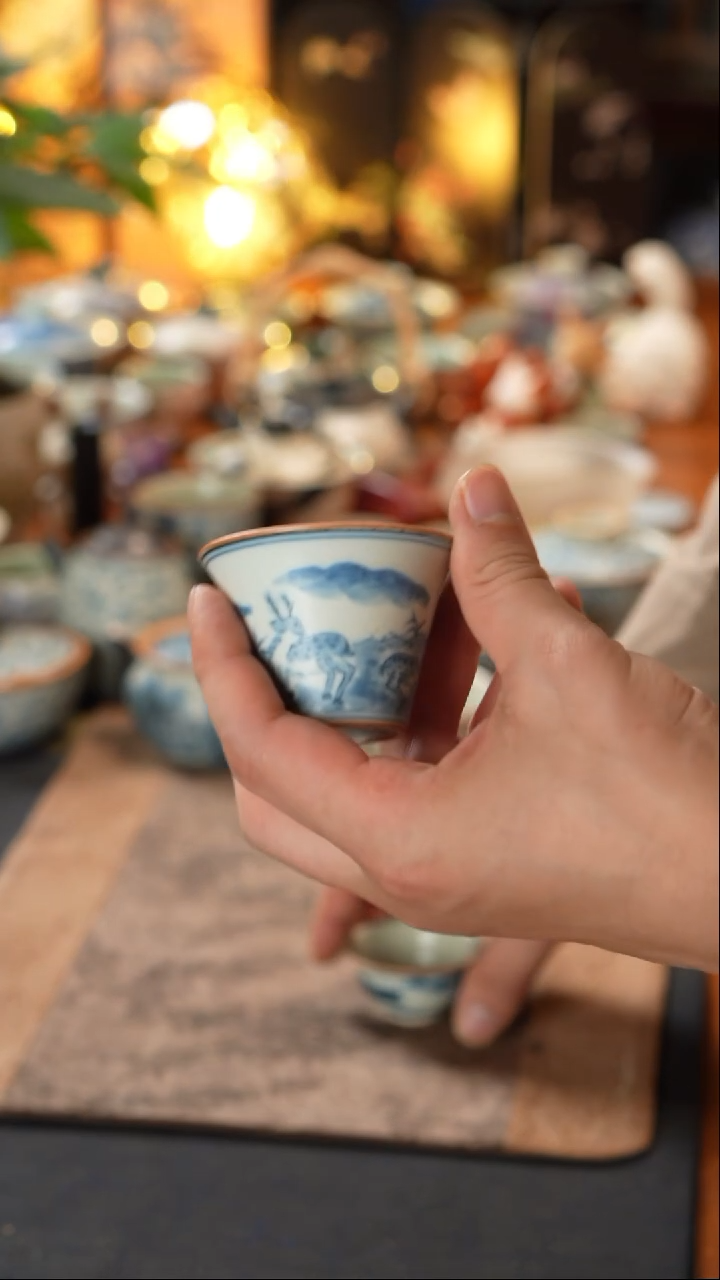 【闪购商品】朴云山水鹿喇叭杯朴云山水鹿喇叭杯