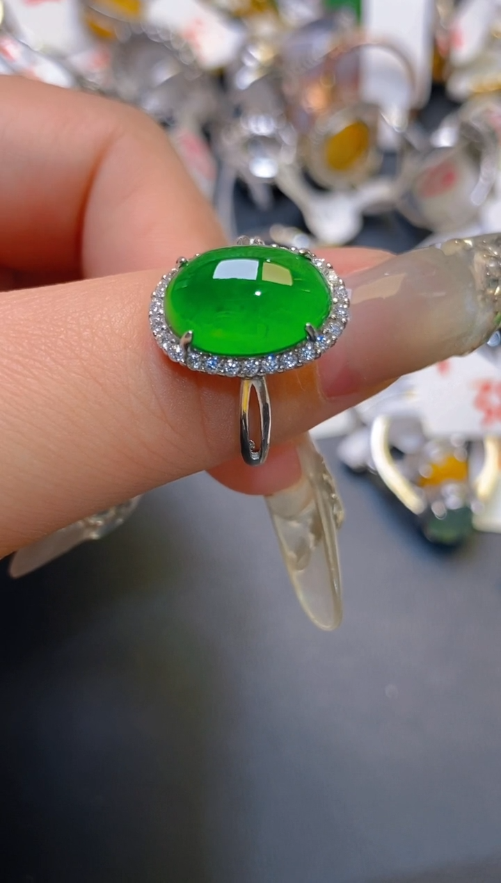 【闪购商品】翡翠耳饰银S925镶嵌天然A货翡翠1