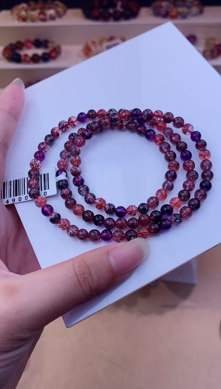 未镶嵌手链水晶黑加仑超七多圈5m+