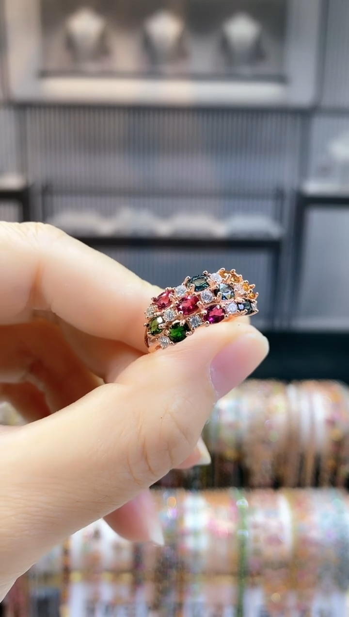 银S925镶嵌戒指碧玺666666666666