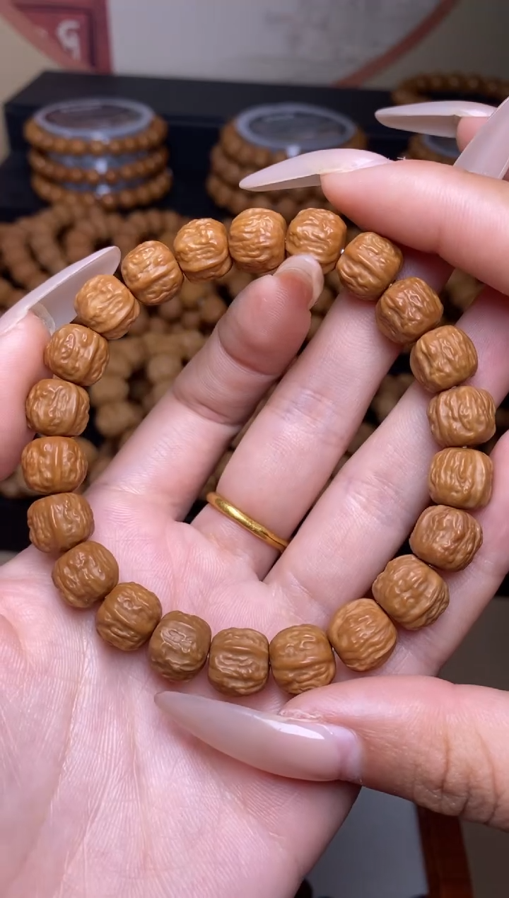 【闪购商品】猴头核桃手串10-11mm金蟾蛤蟆头小馒头料全品5