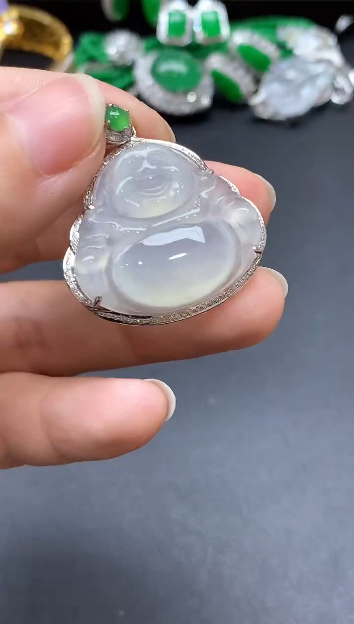 颈饰18K金镶嵌翡翠411-中国好珍宝