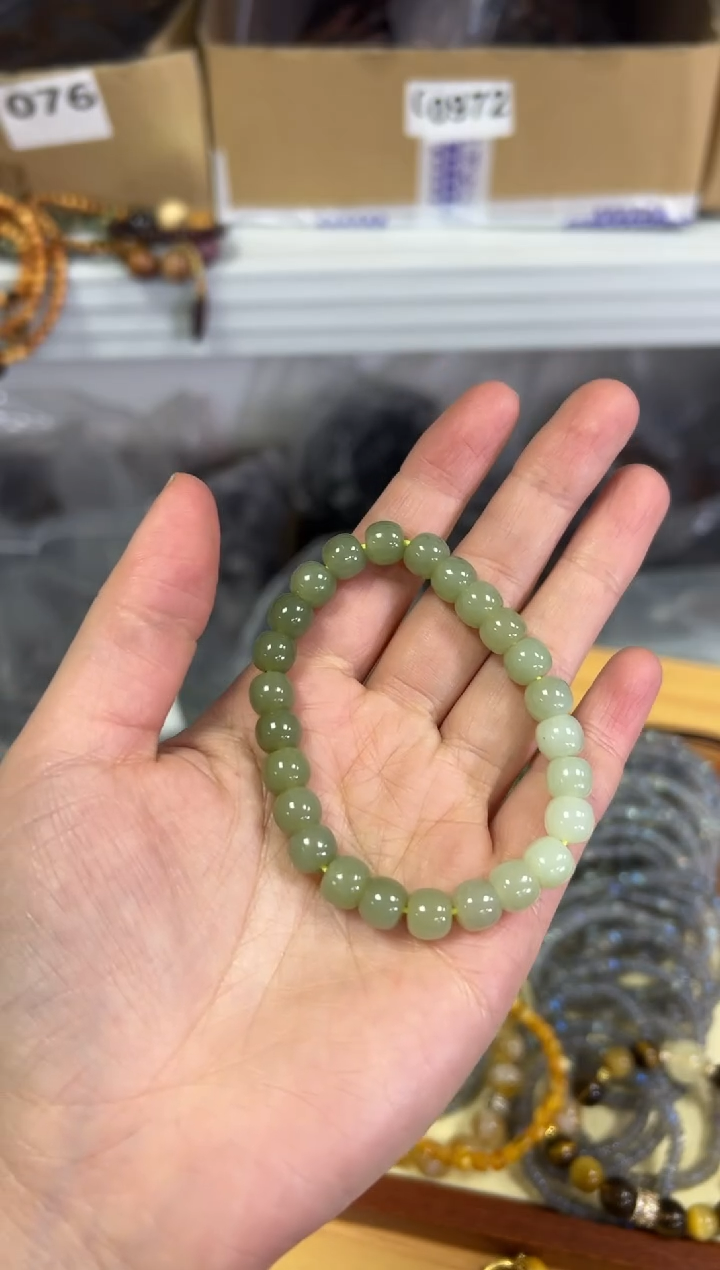 【闪购商品】和田玉手链未镶嵌和田玉渐变桶珠手串
