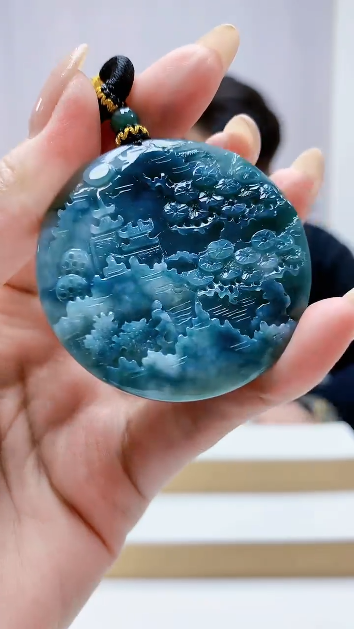 未镶嵌定制翡翠5060MM-毛货挂件99