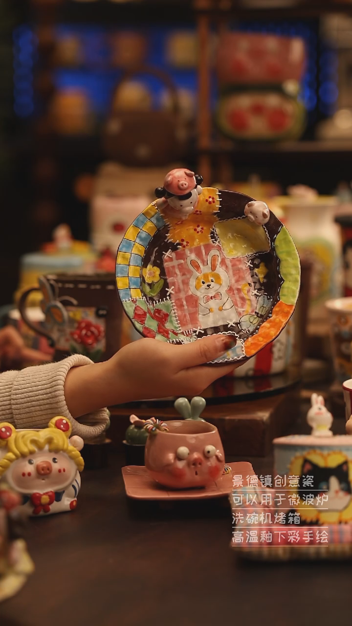 陶瓷景德镇可爱陶瓷釉下彩绘设计师款