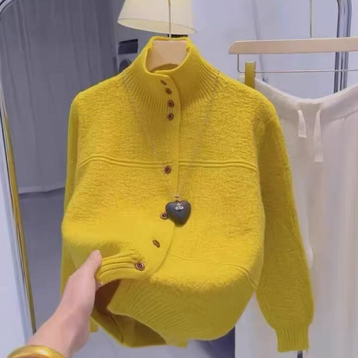 加厚立领针织开衫毛衣女秋冬新款时尚洋气减龄上衣#2923