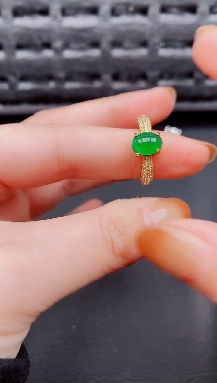 【闪购商品】翡翠戒指银S925镶嵌天然a货翡翠463