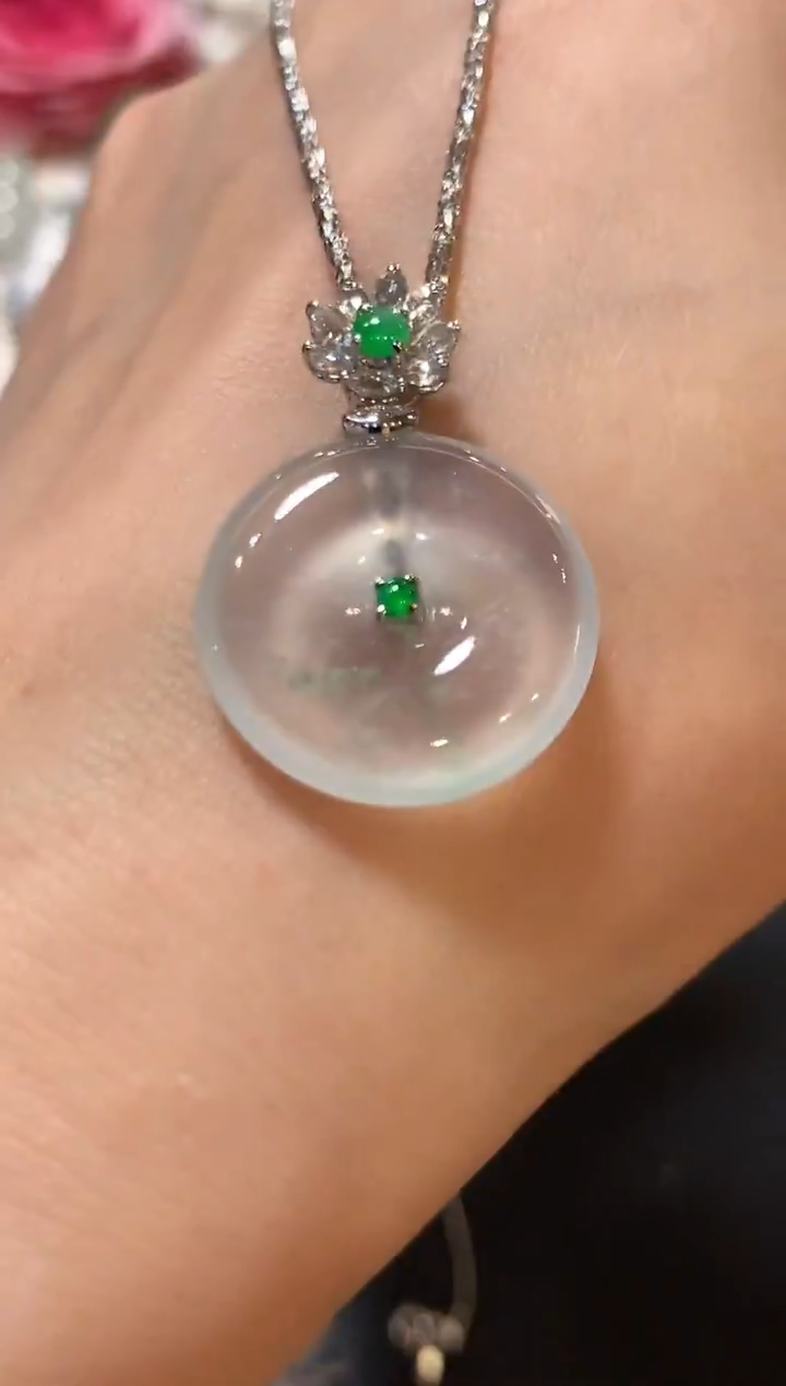 吊坠(不含链)18K金镶嵌翡翠z148   