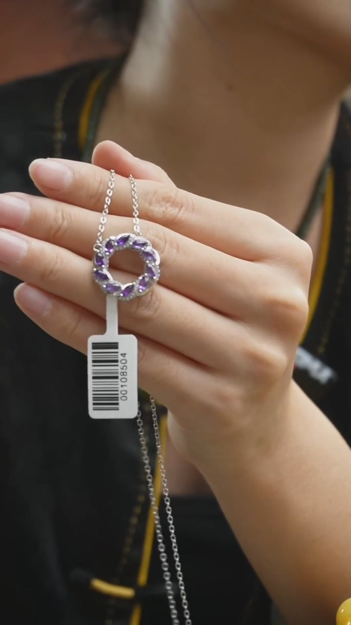 颈饰银S925镶嵌紫晶L41