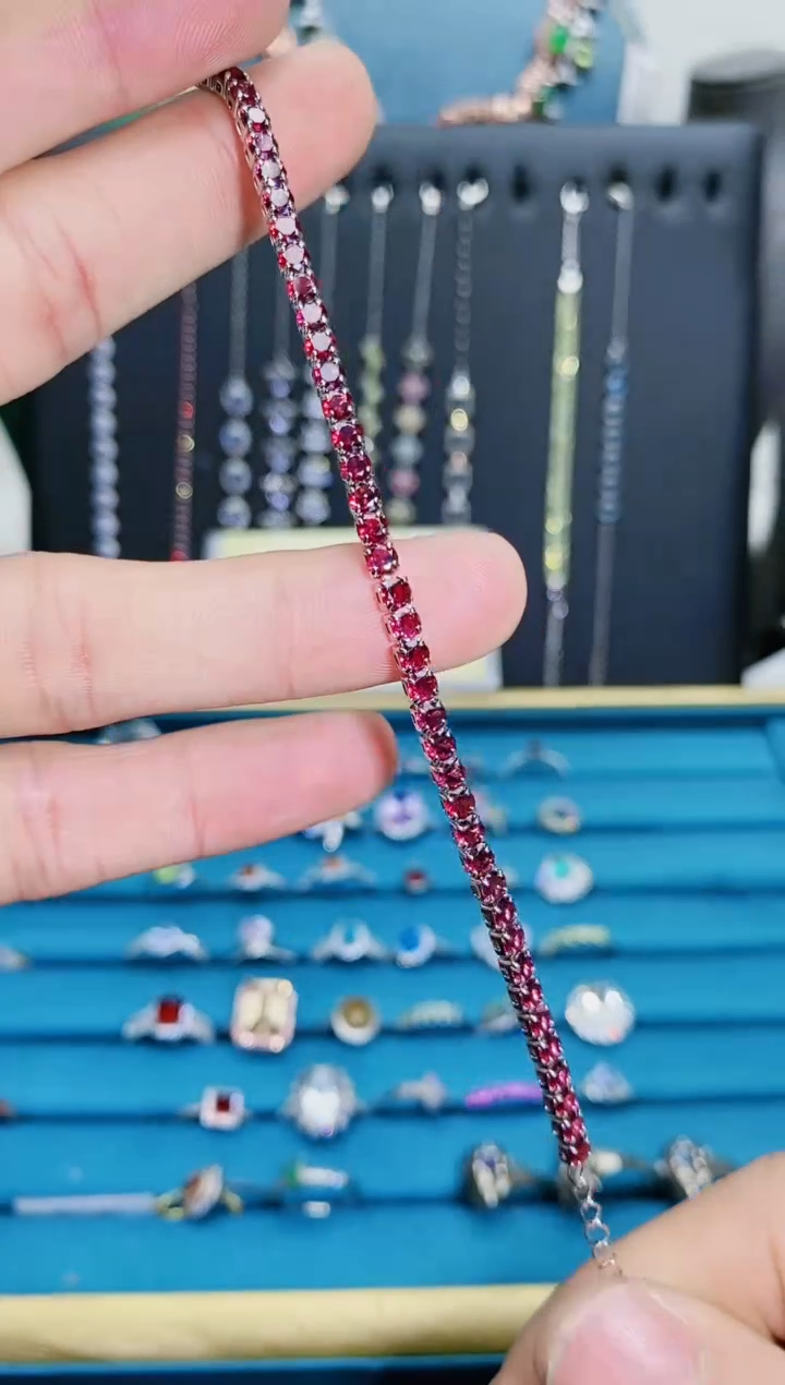 【闪购商品】石榴石手链银S925镶嵌1121