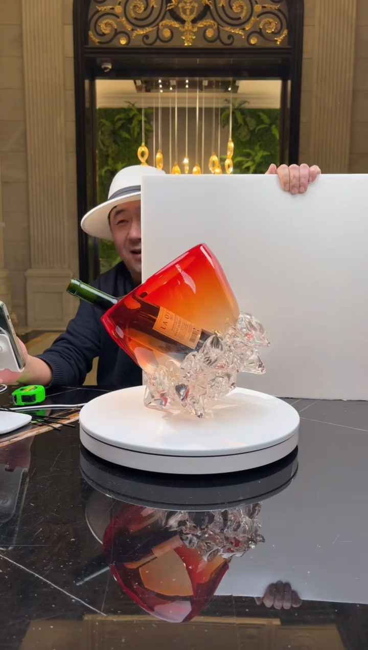 【闪购商品】摆件AJ02045红色冰酒桶果碗