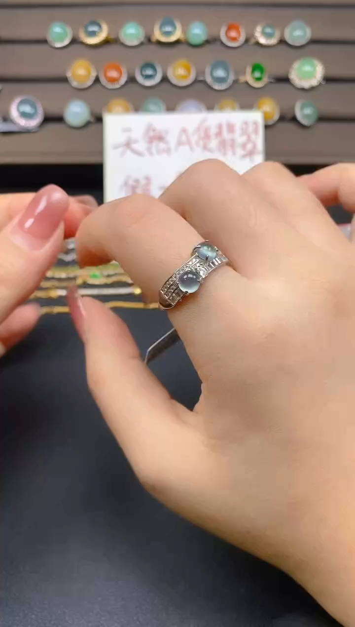 翡翠戒指银S925镶嵌71