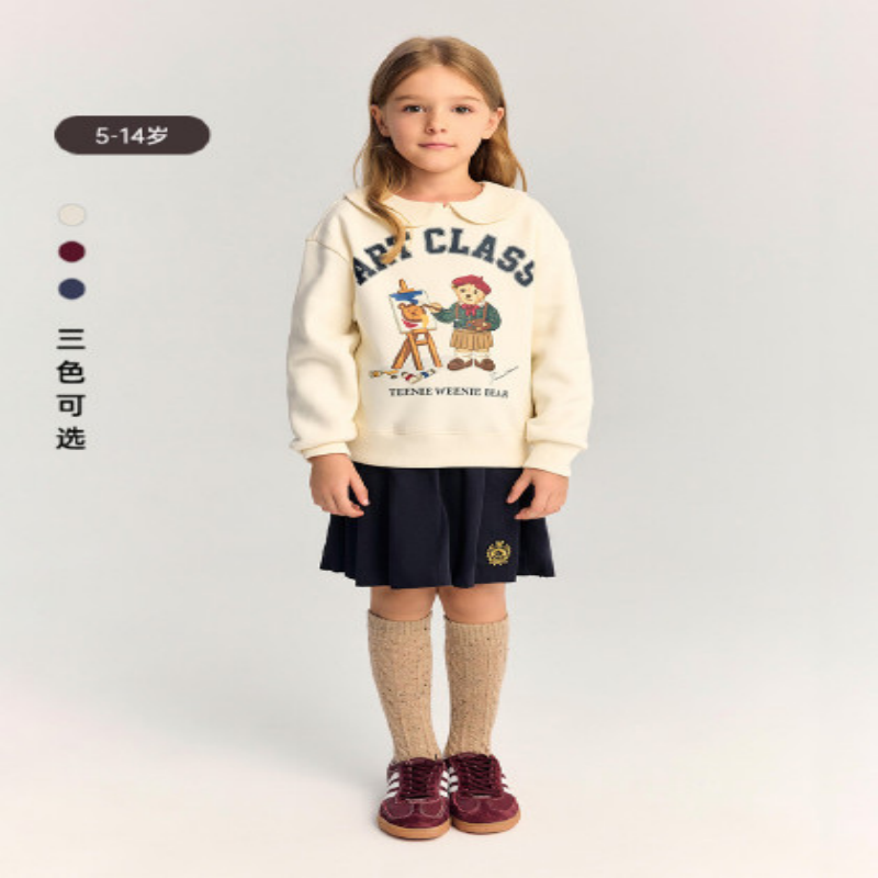 《奥莱》TeenieWeenie Kids童装秋冬女童学院加绒卫衣TKMA25ZC42R