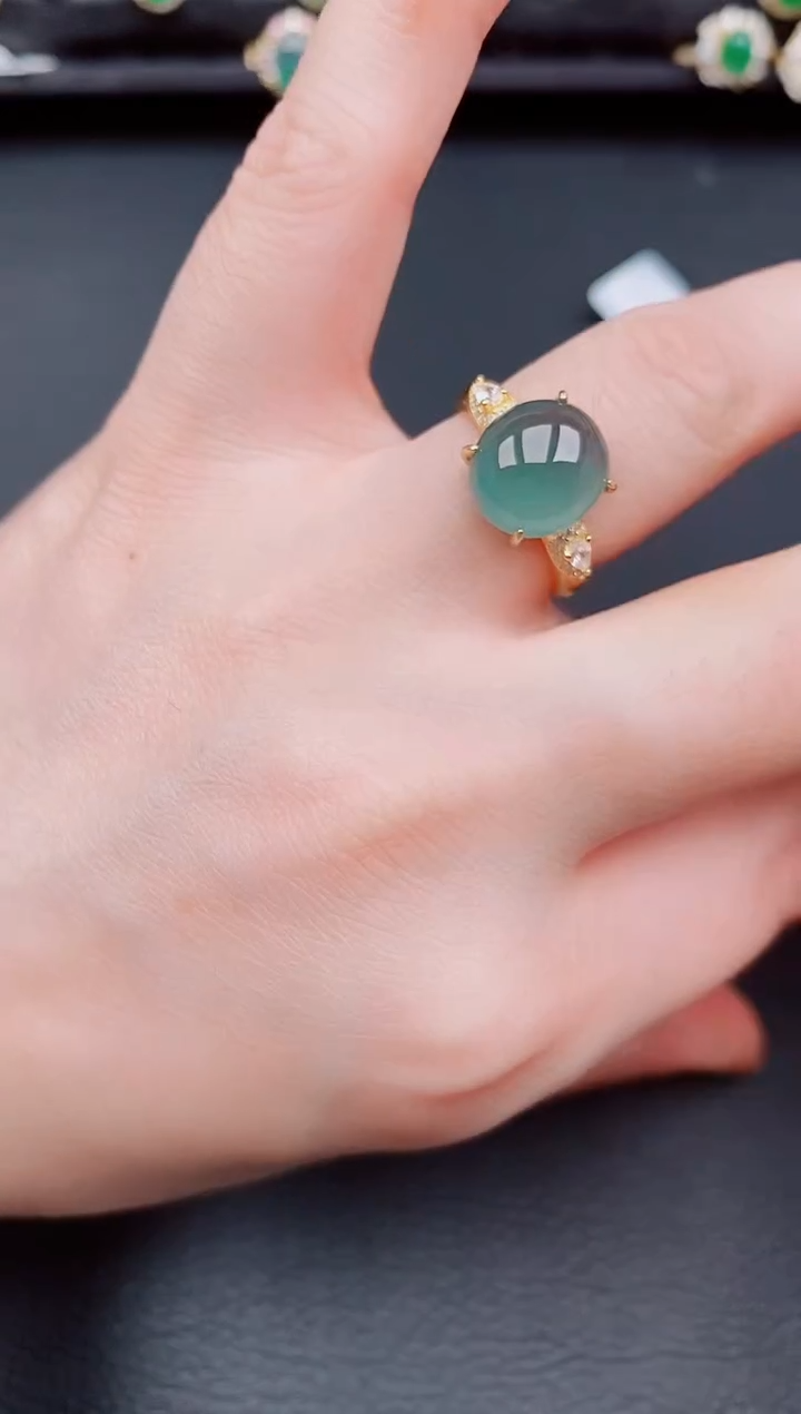 【闪购商品】翡翠戒指银S925镶嵌天然a货翡翠205