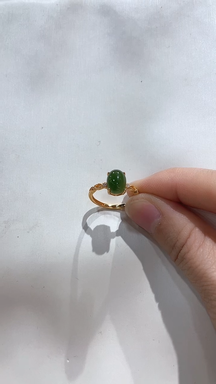 银S925镶嵌戒指和田玉（碧玉）66