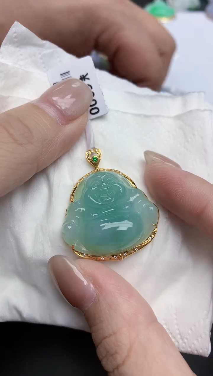 【闪购商品】翡翠颈饰18K金镶嵌天然缅甸翡翠A货