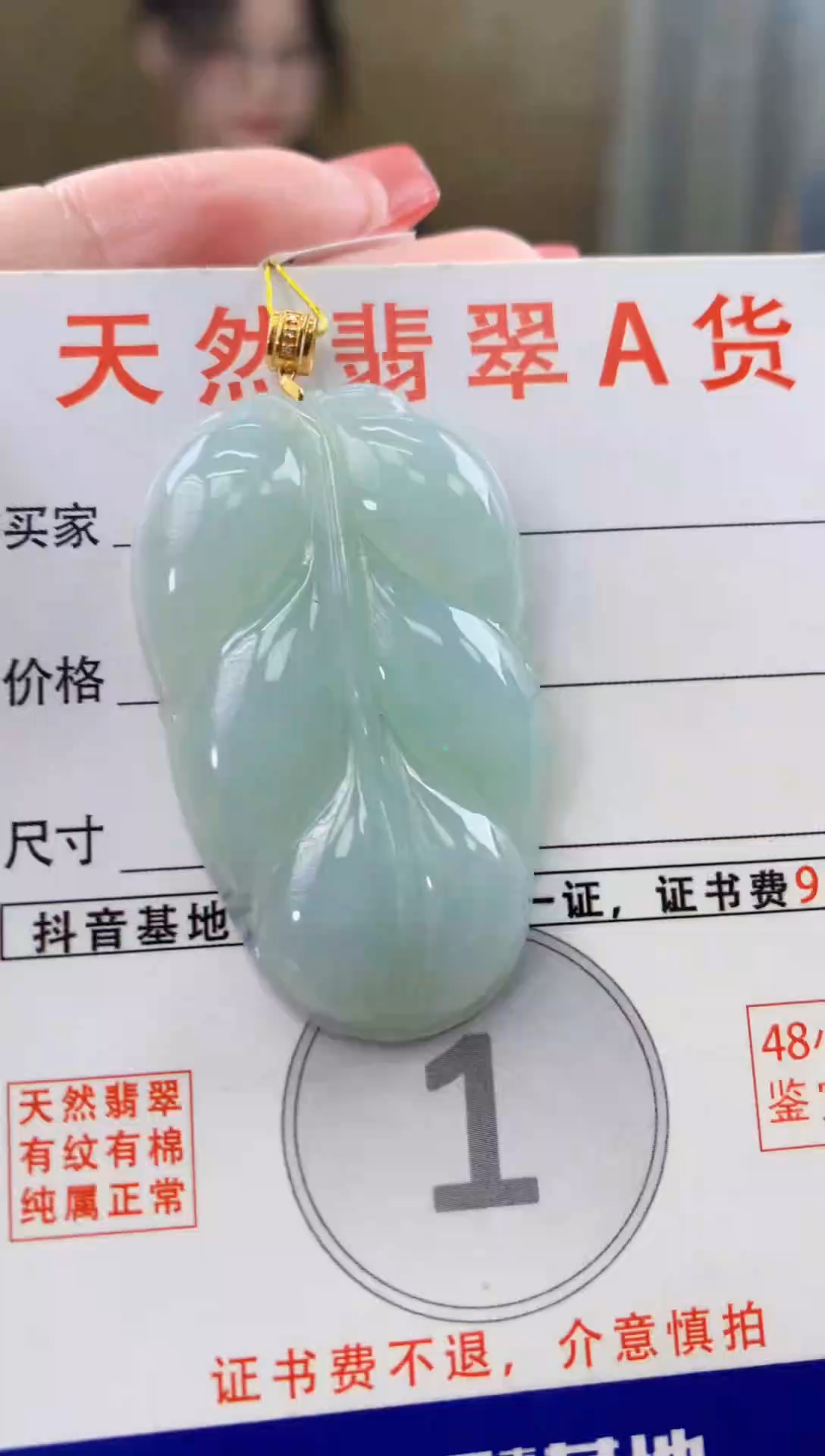 颈饰18K金镶嵌翡翠天然A货翡翠挂件