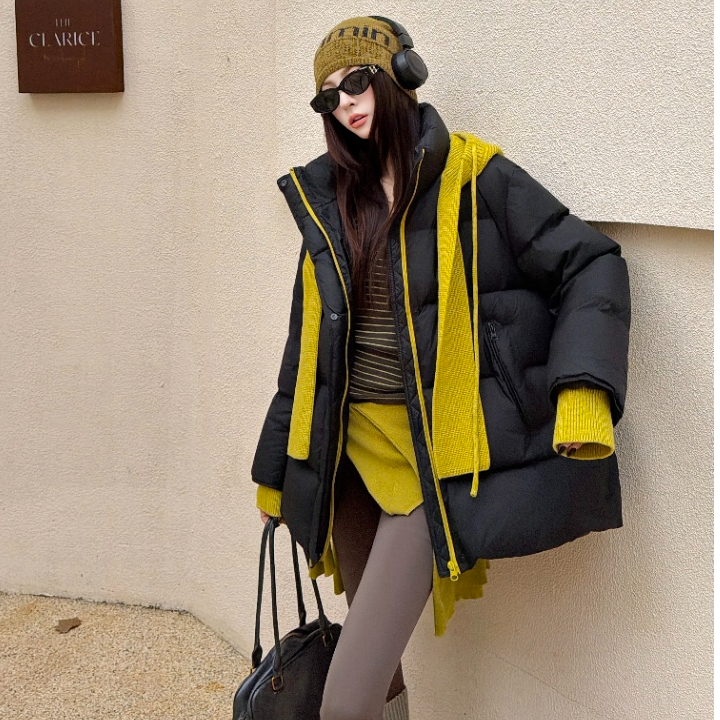 黑色羽绒服女冬季2025年新款爆款防风洋气时髦冬天保暖外套88183