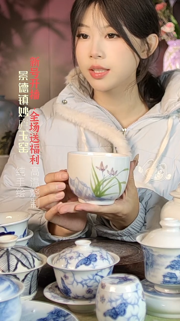 盘陶妙庐玉窑大纲杯微瑕