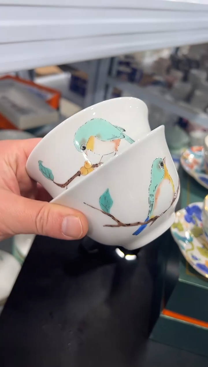 杯子骨瓷（简装）4寸小鸟碗两个