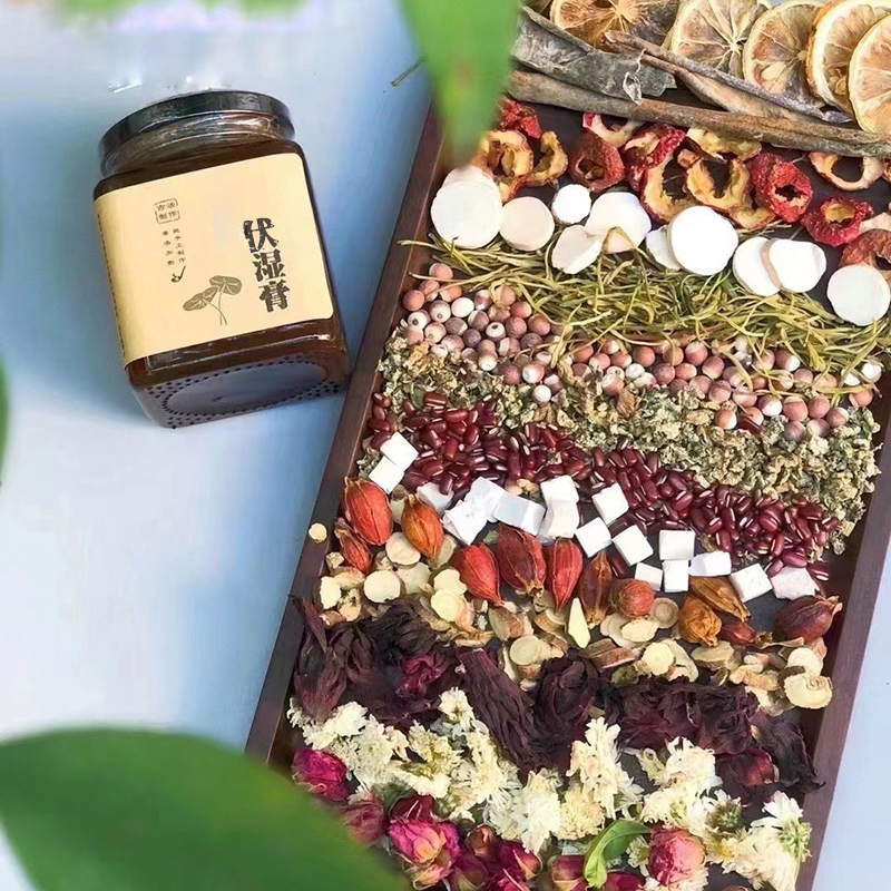 伏湿膏芡实茯苓山楂山药柠檬栀子红小豆洛神花山楂十多味食材