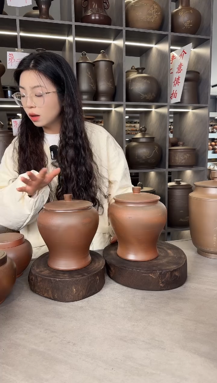 【闪购商品】罐本陶手作泥兴陶将军罐1斤装1对（瑕疵