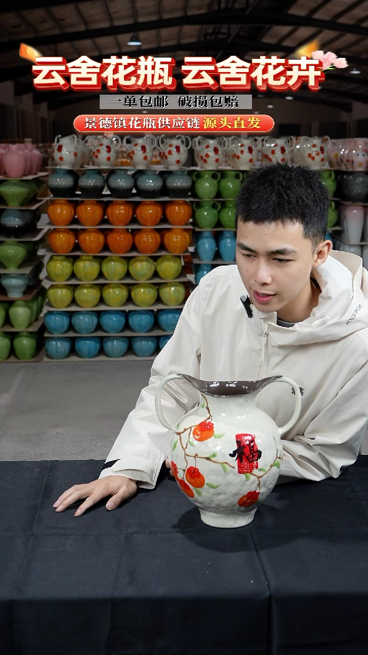 陶瓷景德镇陶瓷福字花瓶